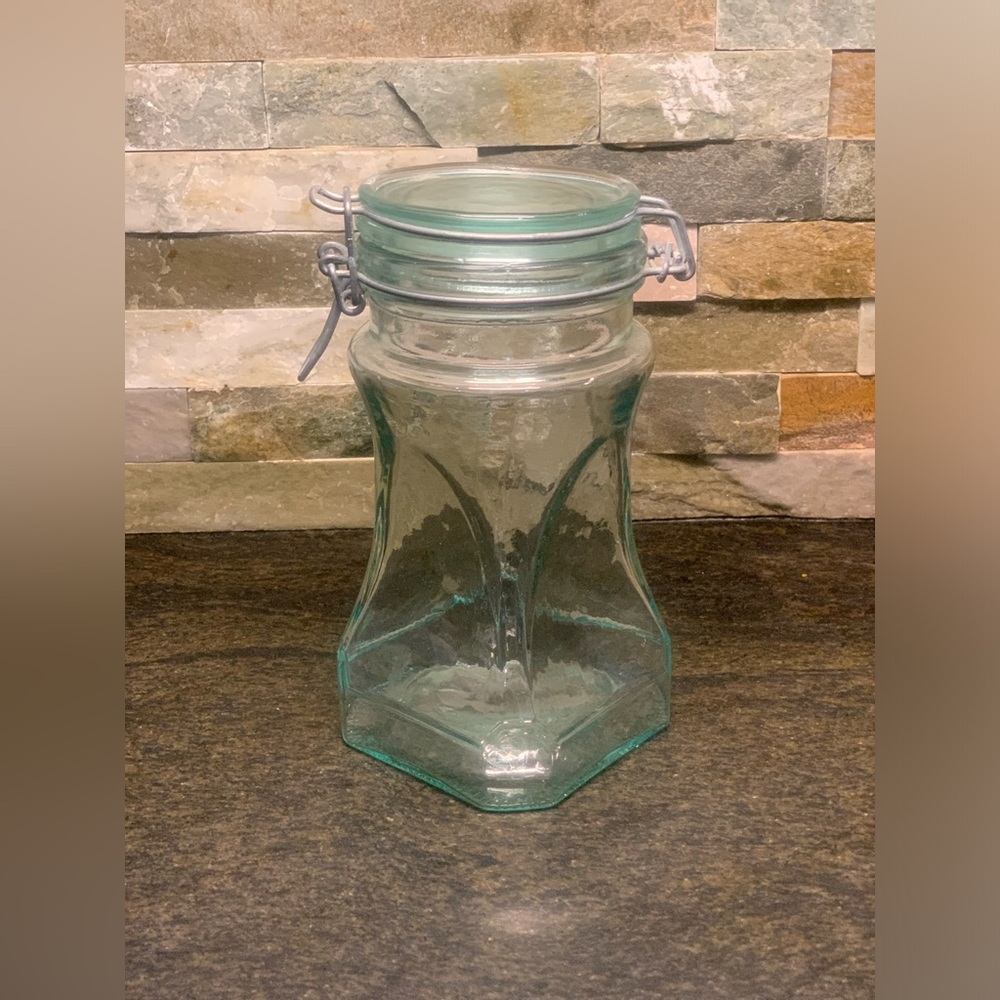 VINTAGE | Made In Italy | Recycled Green Glass Storage Jar